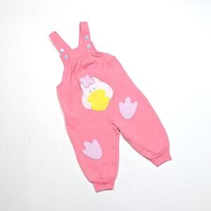 Vintage Sears Romper Baby Girls Size 6m Pink Duck Applique Jumpsuit